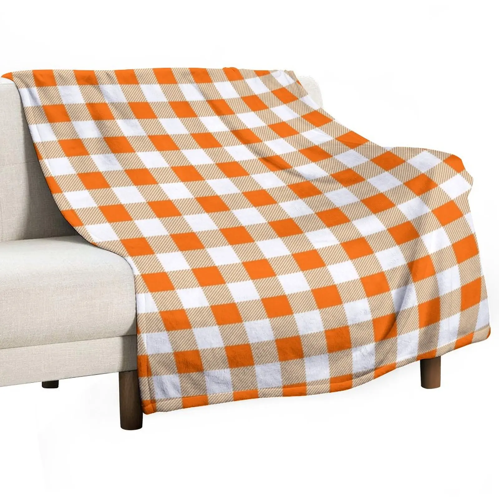 

Orange And White Fall Plaid Throw Blanket Plaid on the sofa for babies Furry Bed linens Blankets