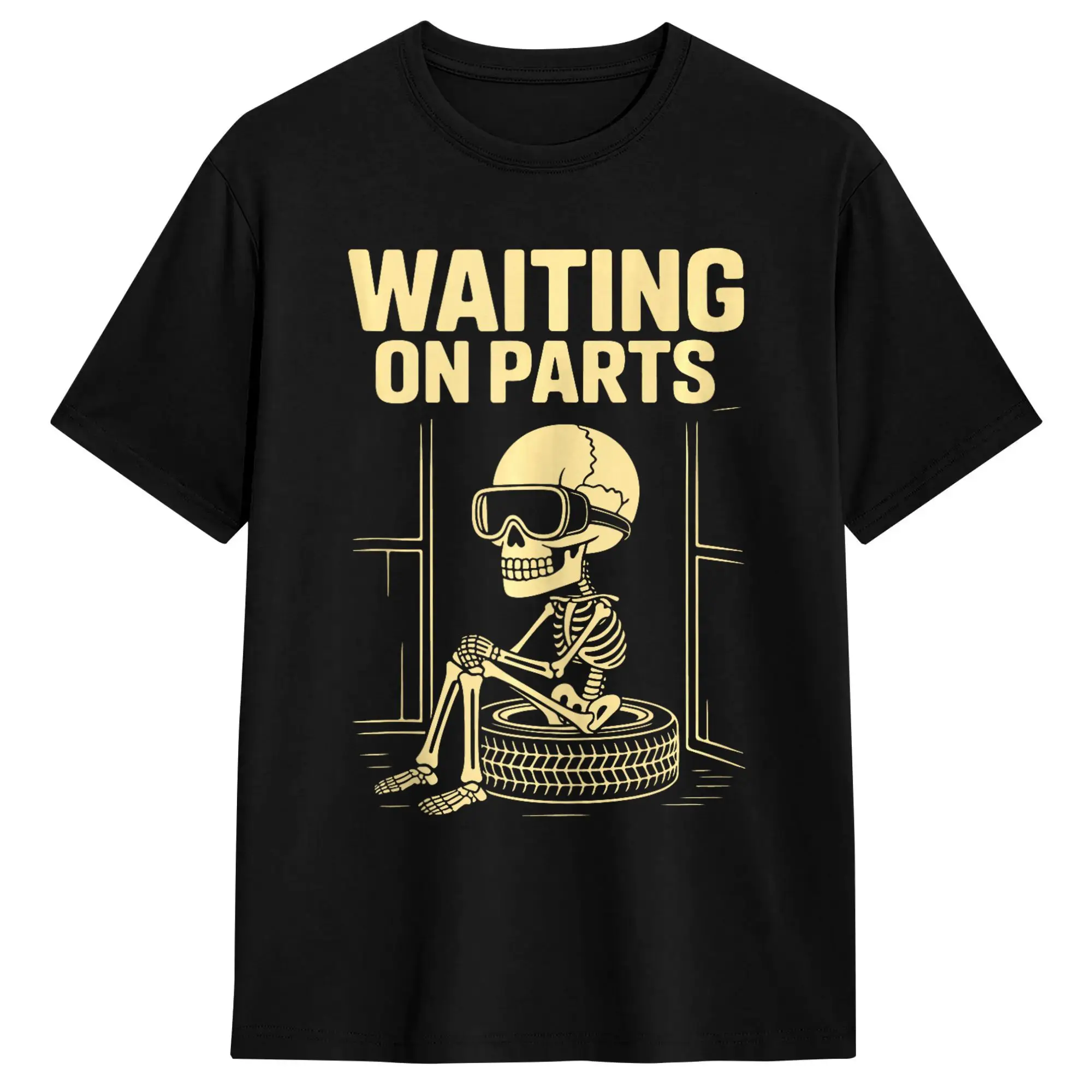 Funny Waiting On Parts Mechanic Skeleton Auto Repair Life T-Shirt Summer  Hip Hop T-Shirts Men Cotton Breathable 6XL Top Tees