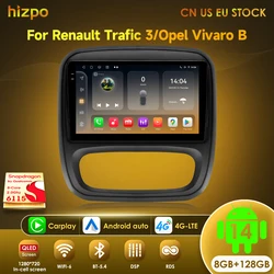 Hizpo Car Radio Multimedia Player For Renault Trafic 3 2014- 2021 Opel Vivaro B 2014 - 2018 Android Auto Navigation Carplay 2din
