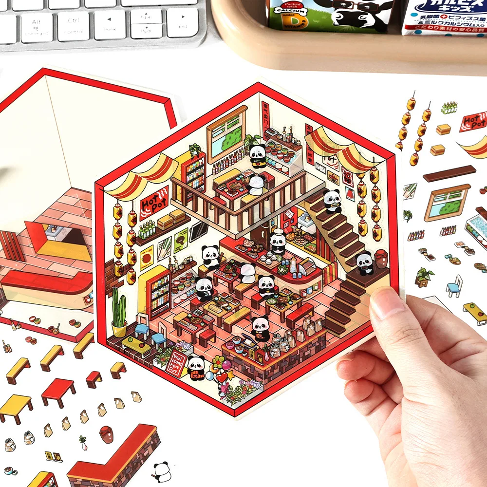 

Infeelme 2.5d Stereoscopic Landscape Stickers Today Business Vol 4 Pack For Hand Account Diy Decoration Candy Shop Toy Room
