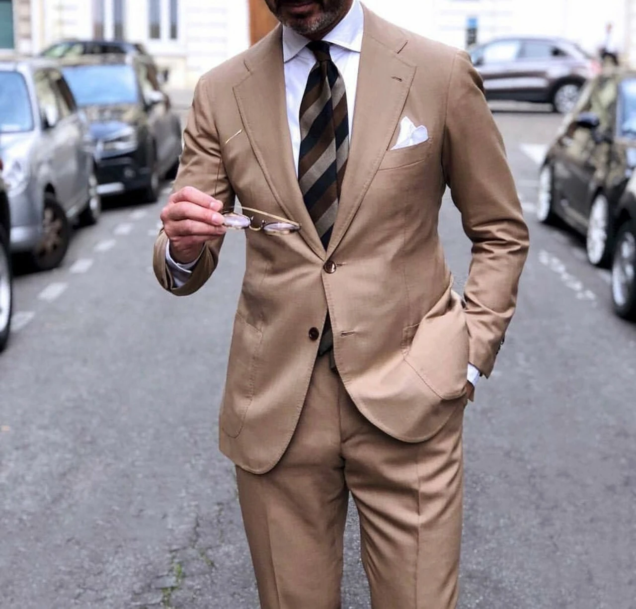 

Мужские коричневые костюмы Стильные дизайнерские свадебные костюмы для жениха и ужина (пальто + брюки)