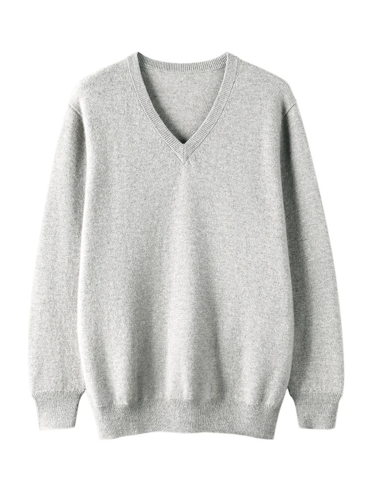 Basic Autumn Winter Men Sweater Classic 100% Cashmere Knitwear Smart Casual Pullover Solid Long Sleeve Clothing Tops Man Jumper