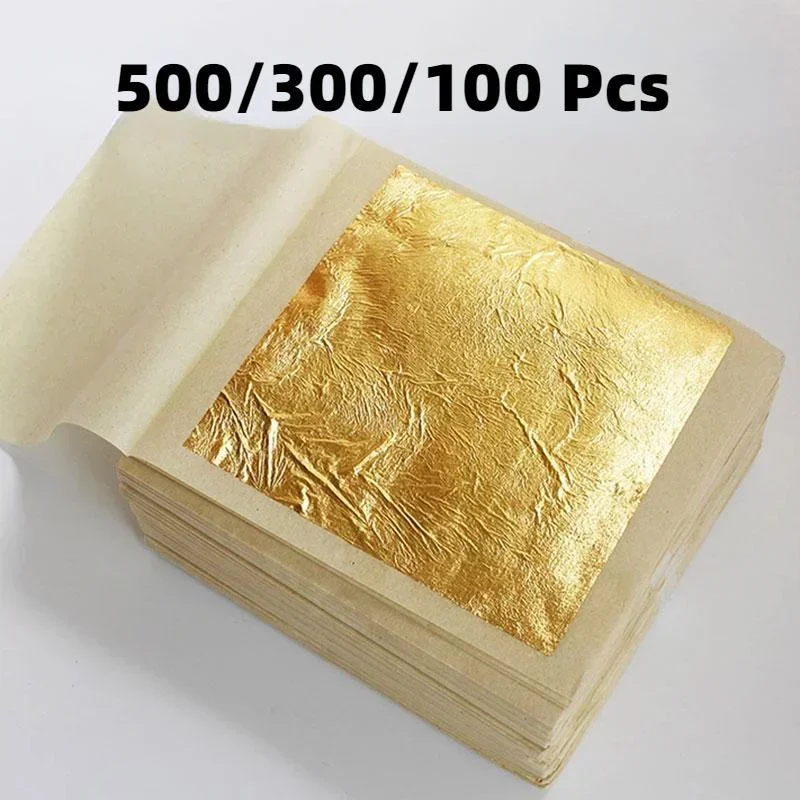

500/300/100 Pieces Imitation Gold Leaf Foil Sheets Sliver Copper Leaf For Gilding - Art Work Painting Wall