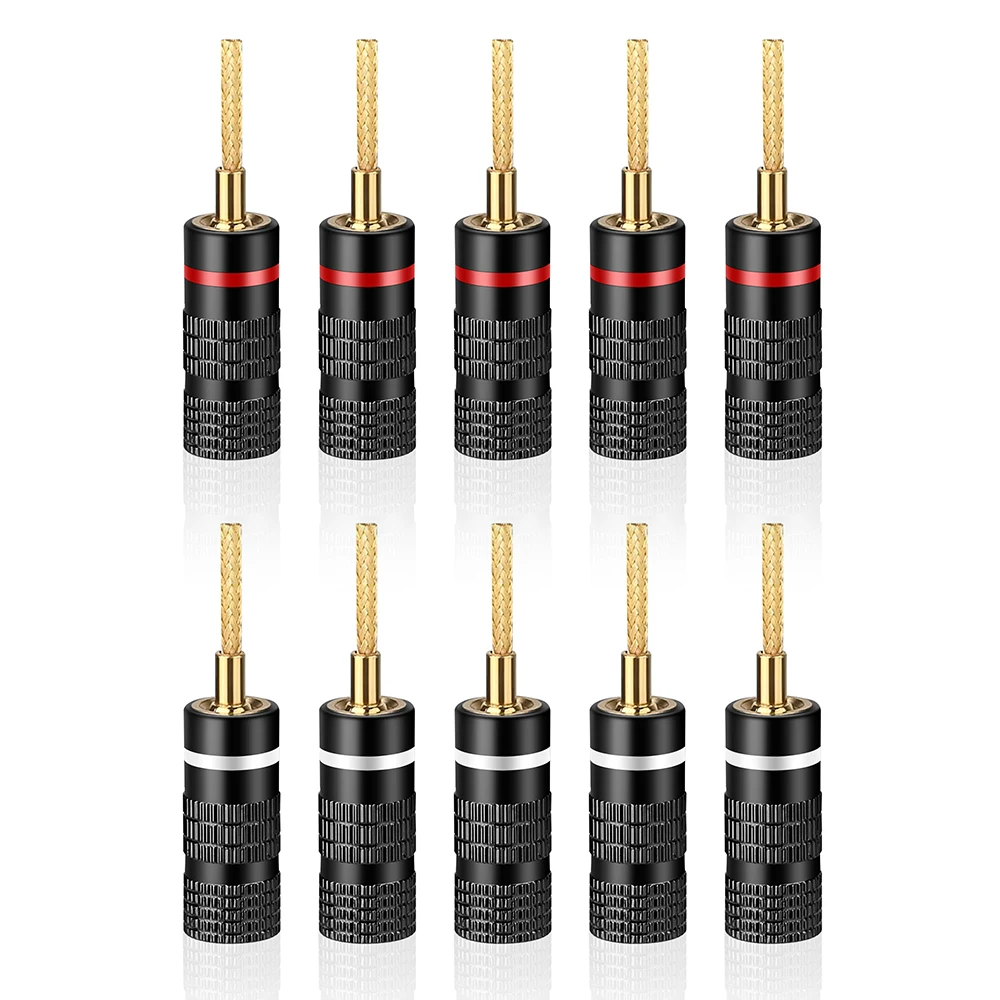 HiFi Flex Pin Banana Plugs, entradas com mola, terminais de alto-falante, conectores, pinos de 2mm, 10pcs