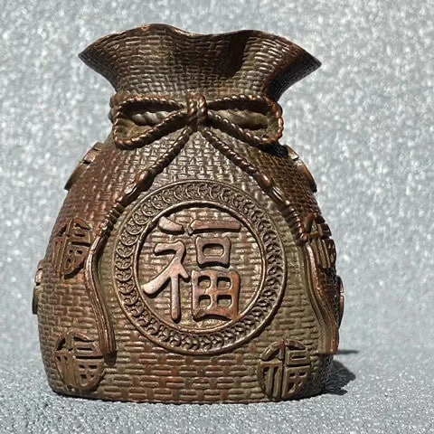 

Retro old copper piggy bank ornament r gold bag attract wealth and treasure lucky bag to save money home living room decoration