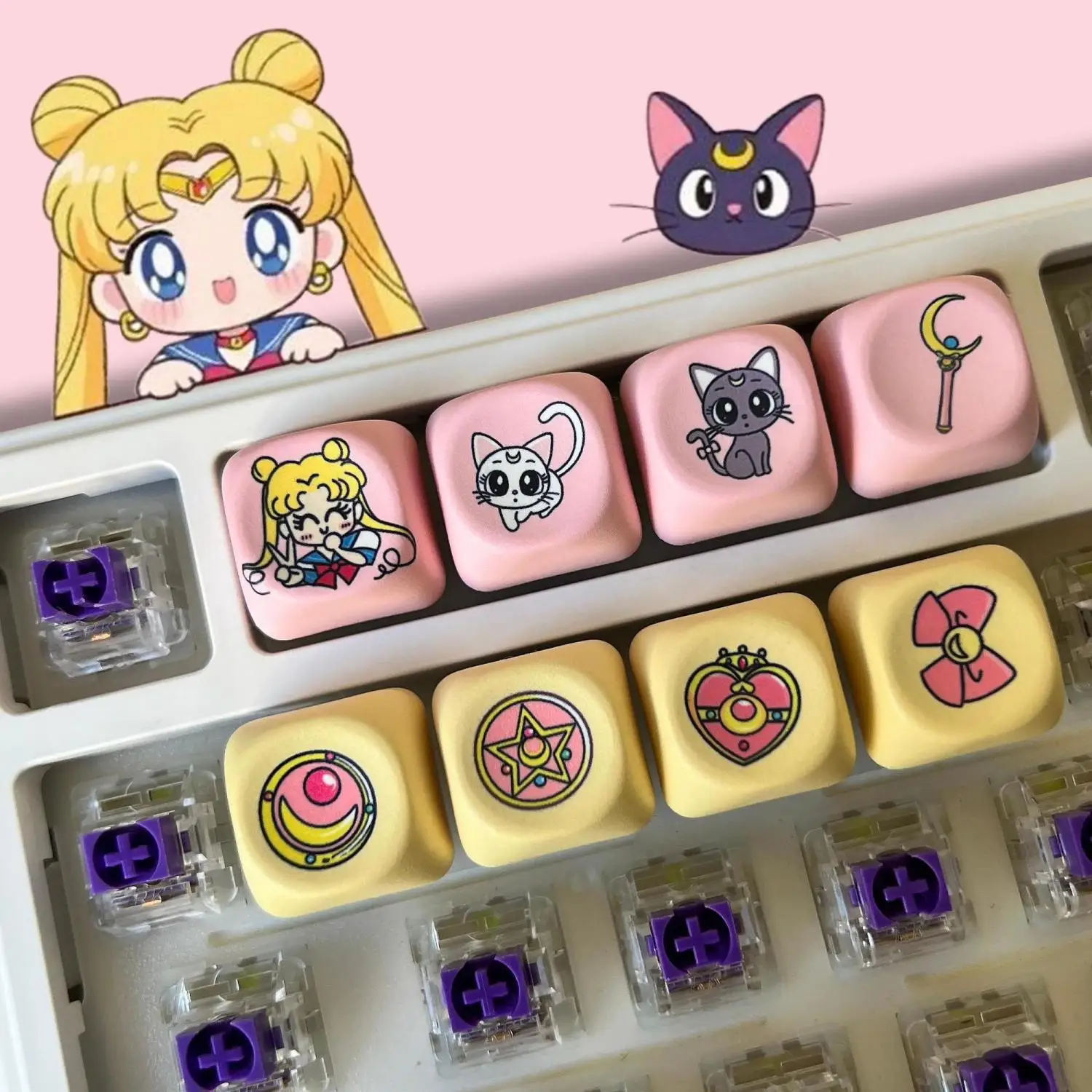 Sailor Moon keycap, single pink liquid ceramic, cute 3D keyboard, perfect gift to give to a friend