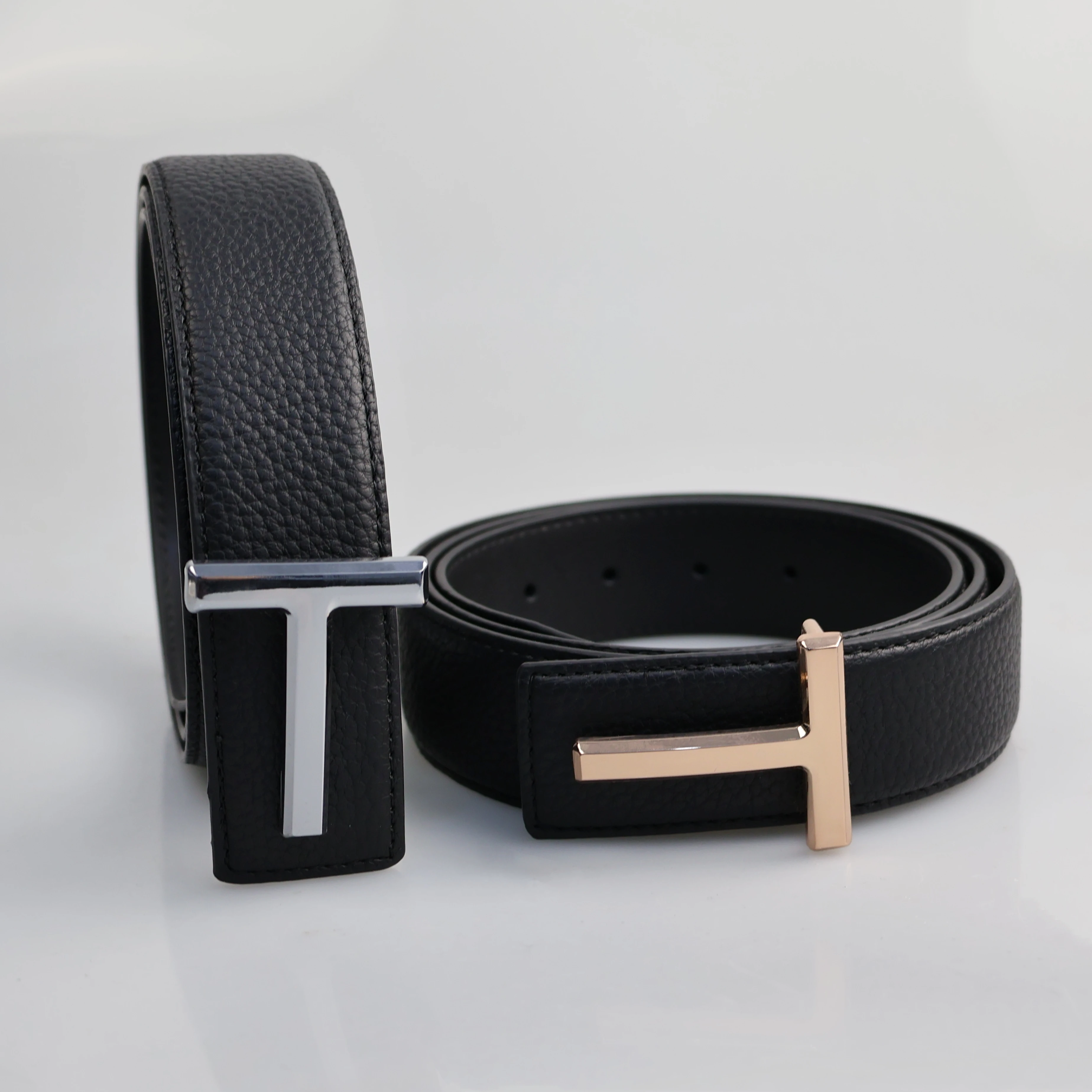 Hohe Qualität Designer Gürtel Männer Mode T Brief Luxus Berühmte Echtes Leder Gürtel Jeans Formale Rindsleder Schwarz Taille Strap 3,8 cm – Detail 4