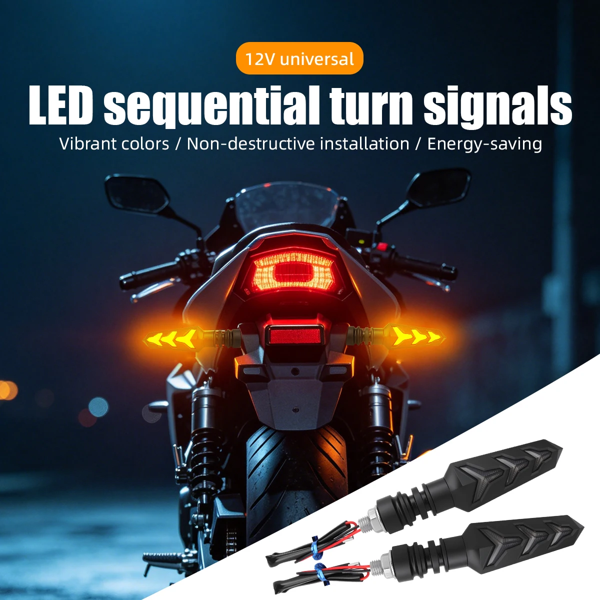 2pcs Motorcycle Turn Signal Light Flashing Motorbike LED Bendable Flowing Fishbone Indicator Lights Daytime Running Lights 12v