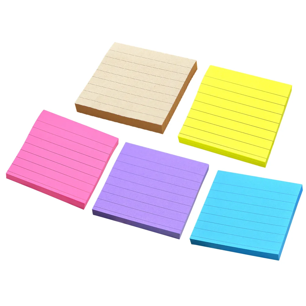 

5 Pcs Memo Pads Fluorescent Colors Adhesive Paper Notepads for Office Home School Desk Supplies Students Teachers