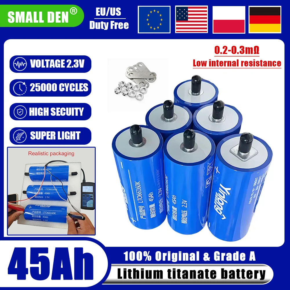 

Grade A Yinlong 2.3V 45Ah Lithium titanate lto Batteries 66160 For DIY 12V 24V 48V Electric Boat Solar Speaker Car Power Battery
