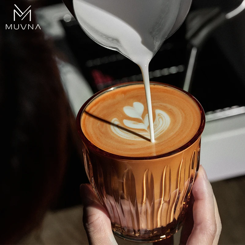 

MUVNA Glass Coffee Cup 100ml 160ml 220ml 320ml Espresso Cups Coffee Accessories Anti-Scald Coffee Mugs Glass Transparent Gray