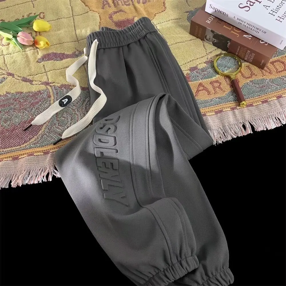 Autumn and Winter Casual Pants Heavy duty Double sided Cotton Athletic Pants Trendy Brand Letter Steel Printed Legged Pants Tren