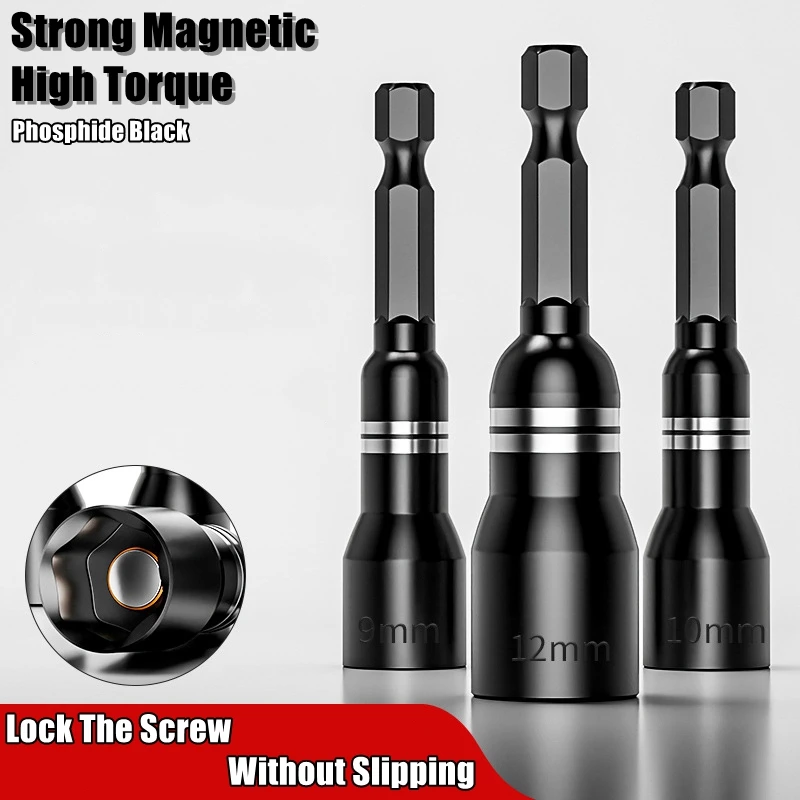 CR-V Steel Magnetic Nut Screwdriver Socket Bits For Power Drills Hex Shank Driver/Adapter Socket Wrench Tool Parts Accessories