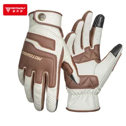 Retro Spliced Leather Motorcycle Gloves For Men Accessories Luvas Para Guantes Para Motos Para Motociclistas Hombre 오토바이 가죽장갑