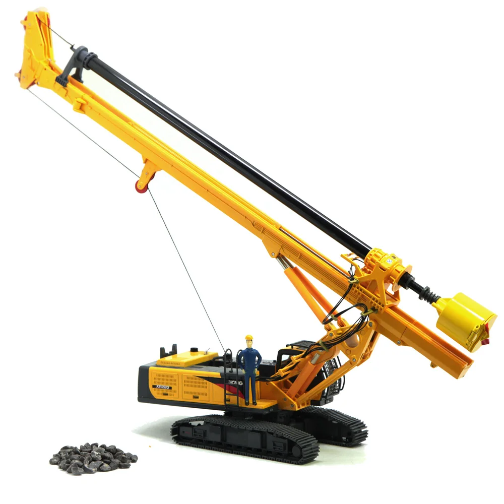 New 1:35 XCMG XR240E Rotary Drilling Dig Model Cab Open Swing 360 Yellow Replica Diecast Zinc Alloy Collection Gift