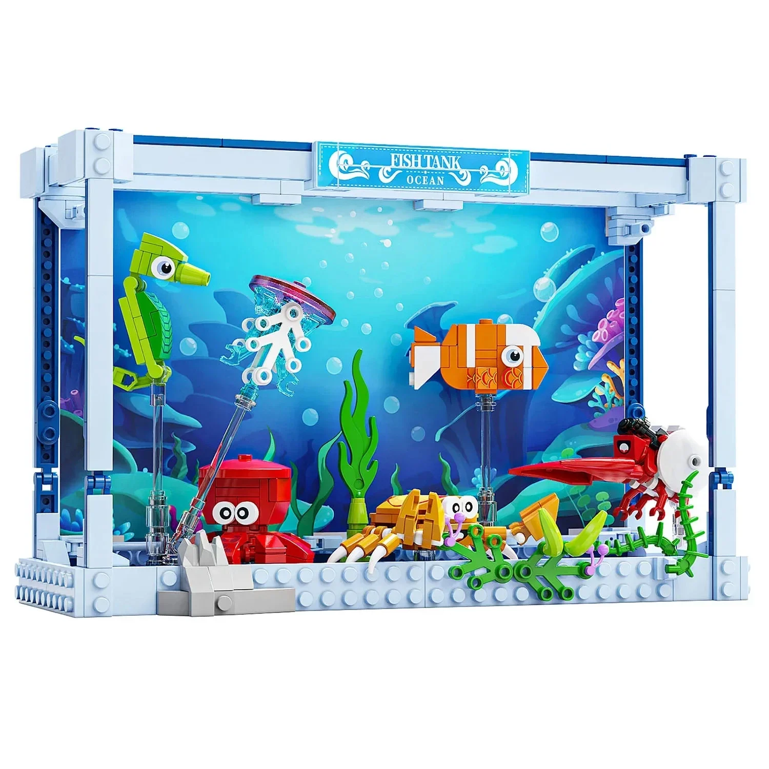T2032 Creative Ocean Fish Tank Building Block Puzzle Toy Ornament Educational Gift for Girls' Birthday - view 6