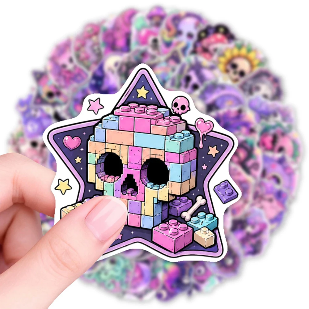 10/30/50pcs Purple Cute Skull Animal Cartoon Stickers Gothic Aesthetic Graffiti Decals DIY Luggage Phone Helmet Sticker Toy Gift view 4