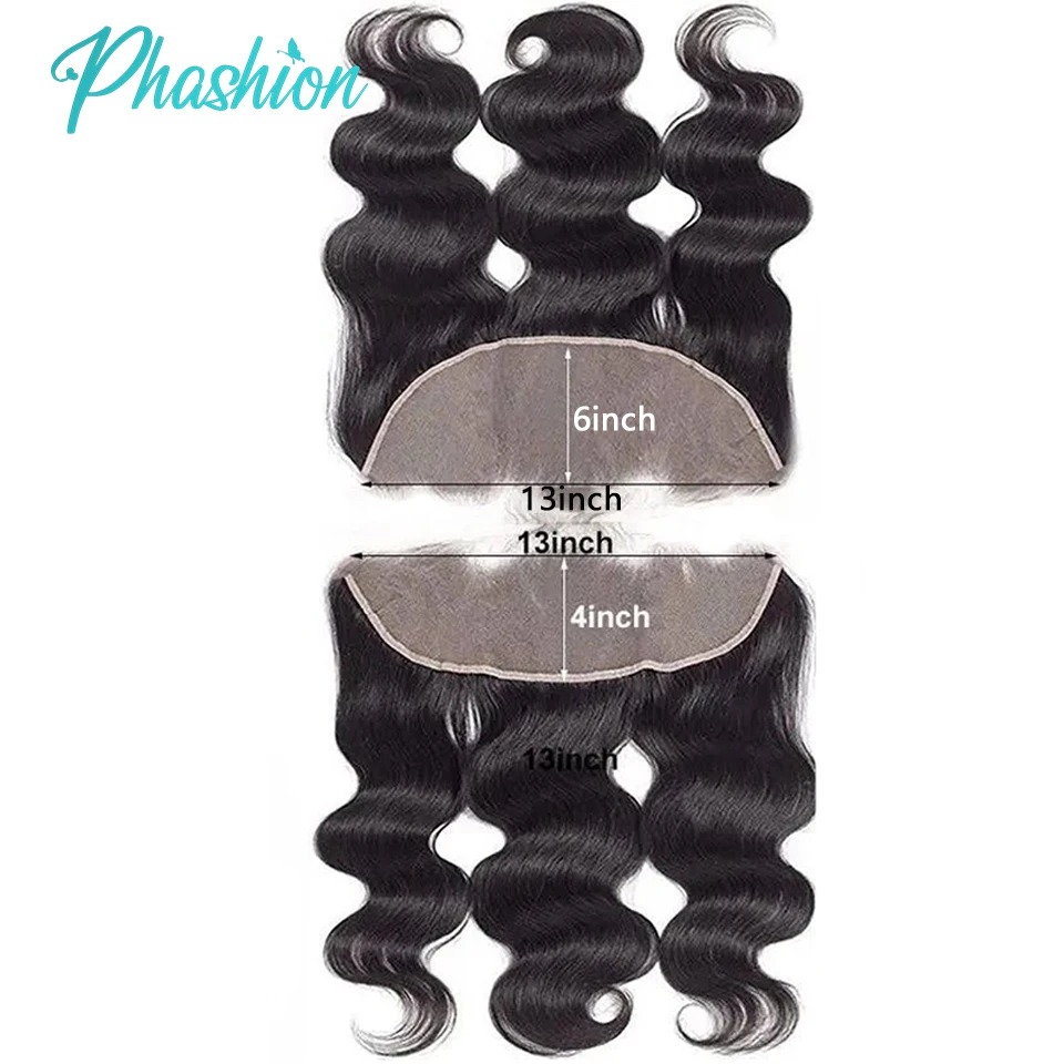 Phashion 26 28 30 Inch13x6 13x4 Lace Frontal Pre Plucked Swiss HD Transparent Full Front Only Body Wave 100% Remy Human Hair