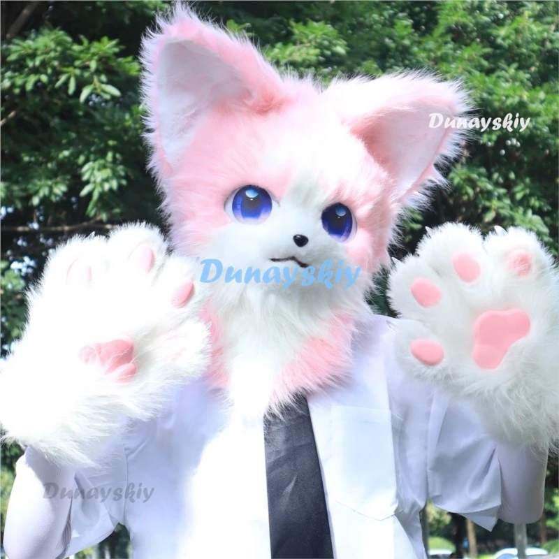 Kostium Cosplay Anime Cosplay Cat Fursuit Head Furry Head Mask Kig Kimono Fursuit Mask Fur Suit Furry Mask Easter Party Costume