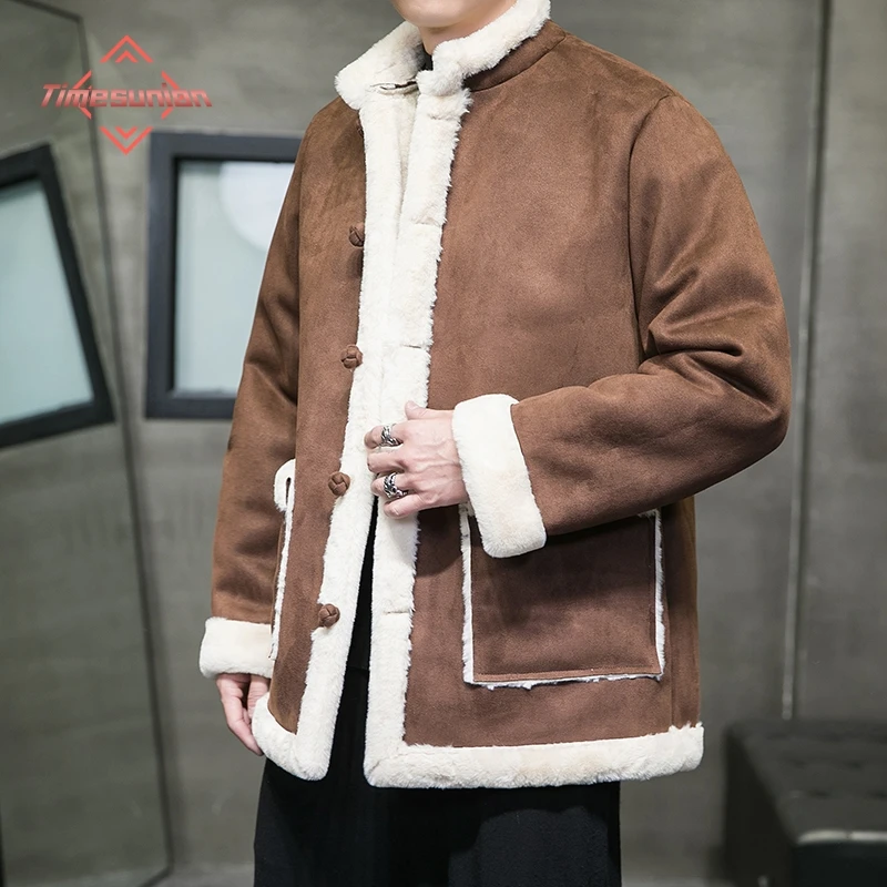 2023 Autumn Winter Jackets for Men Comfortable and Warm Suede Jacket Men Chinese Suit Hanfu Cotton-padded Coat