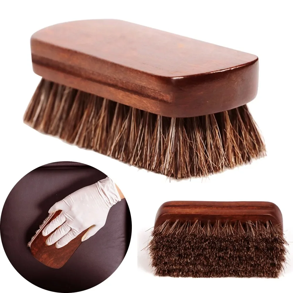 

Horsehair Leather Textile Cleaning Brush for Car Interior Furniture Apparel Bag Shine Polishing Brush Auto Wash Accessories