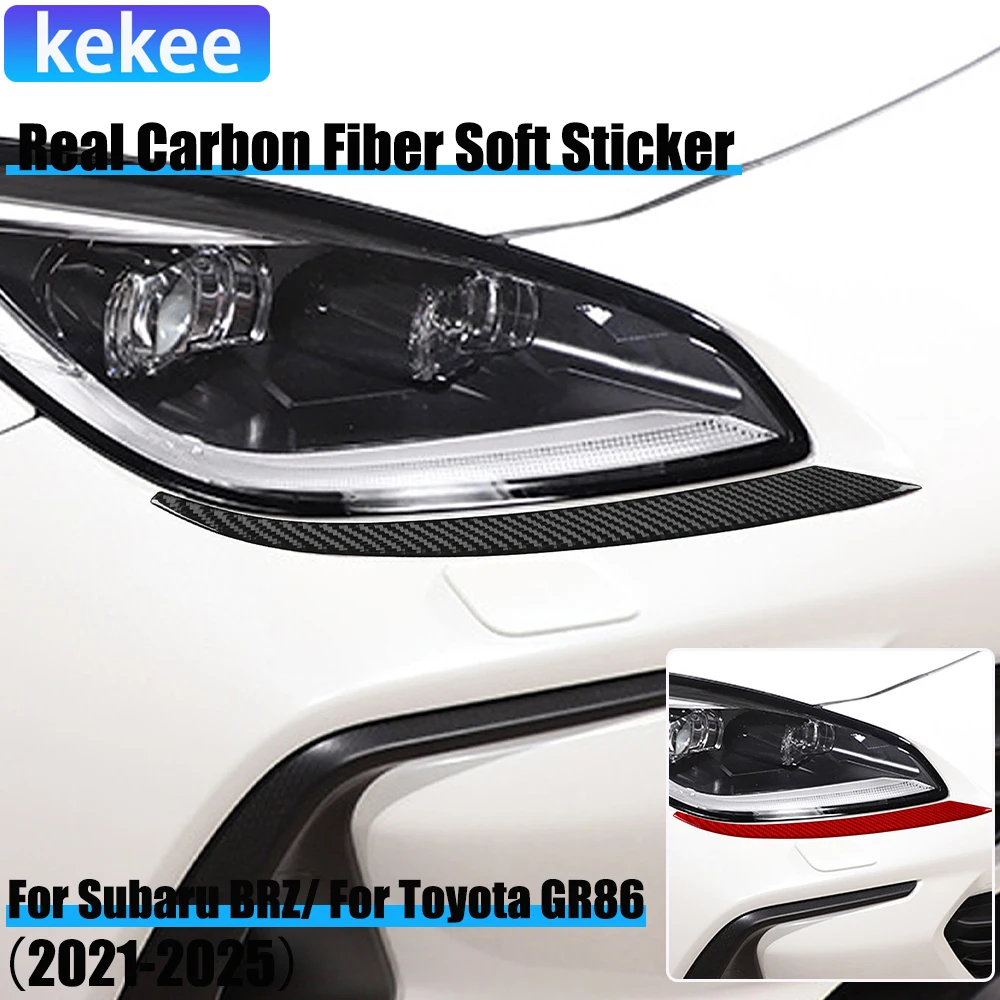 Real Carbon Fiber Car Accessories Headlight Header Cover Soft Sticker For Subaru BRZ/ For Toyota GR86 2021 2022 2023 2024 2025