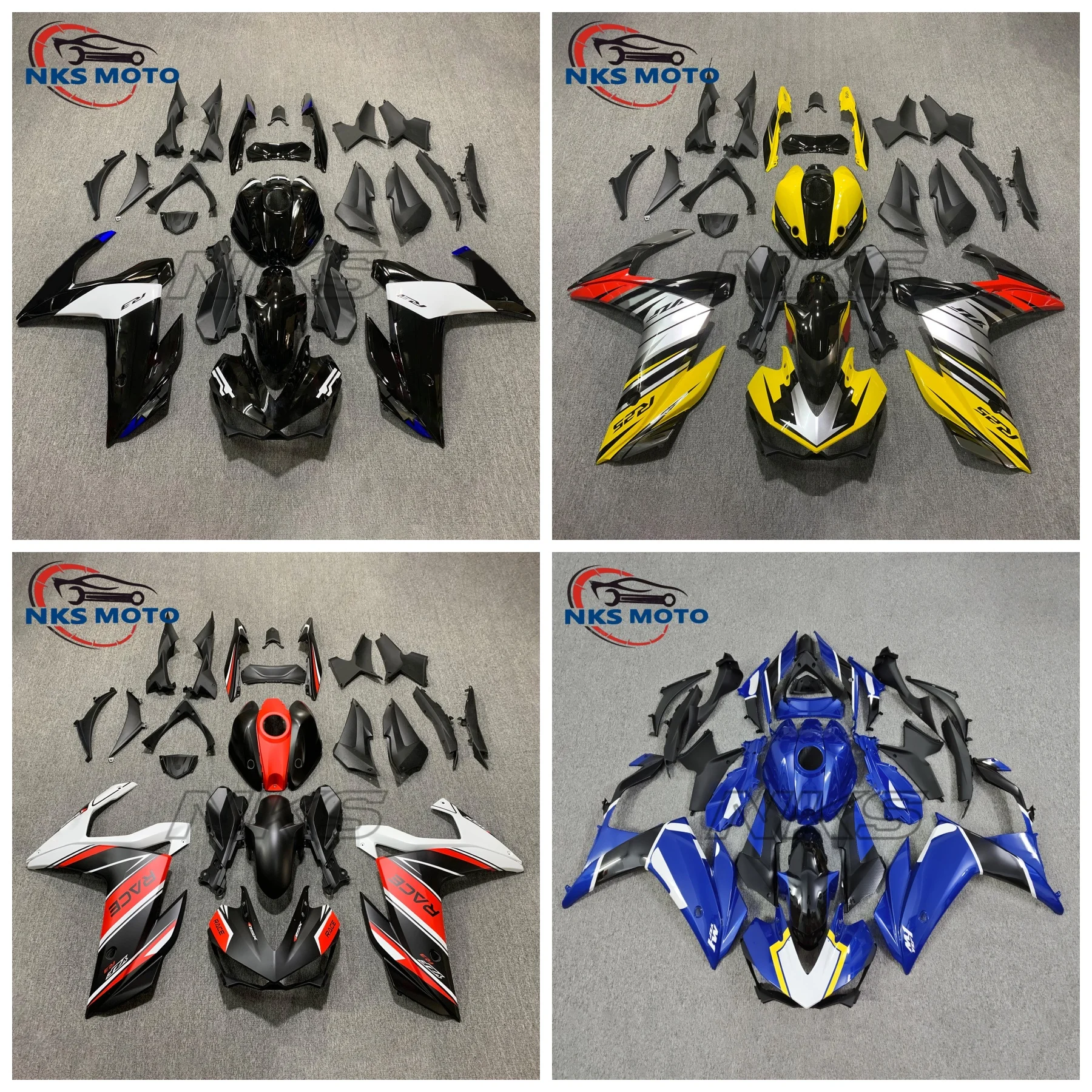 

Injection Fairing For YAMAHA R3 2015-2018 YZFR25 2016 2017 Complete Panels ABS Plastic Panels Kit Body Work Light Black Cowlings