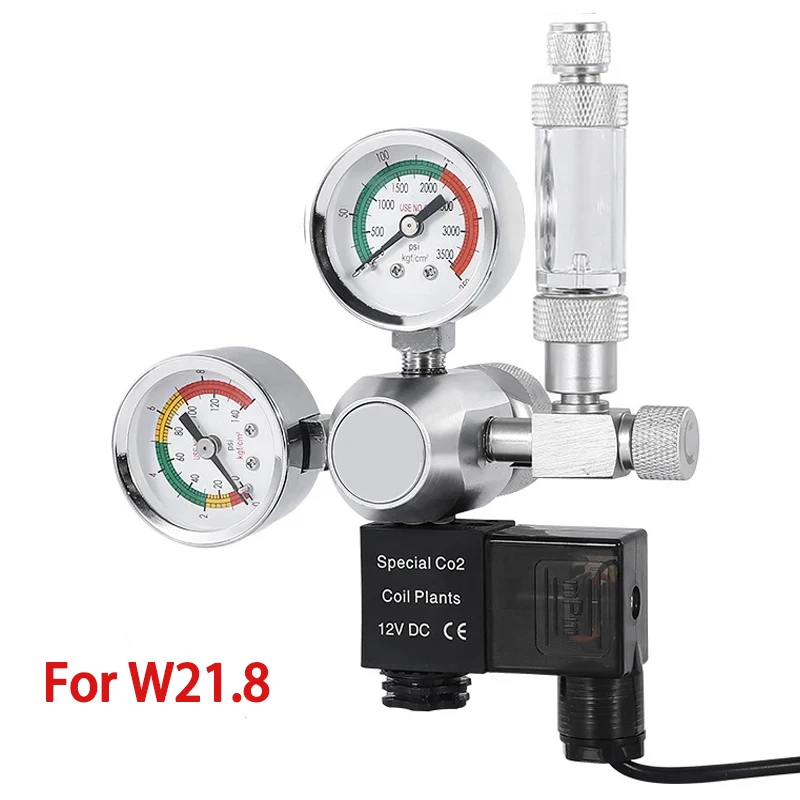 Aquarium CO2 Pressure Regulator Fish Tank Reducing Valve Double Gauge Bubble Recorder Magnetic Solenoid Valve Kit W21.8