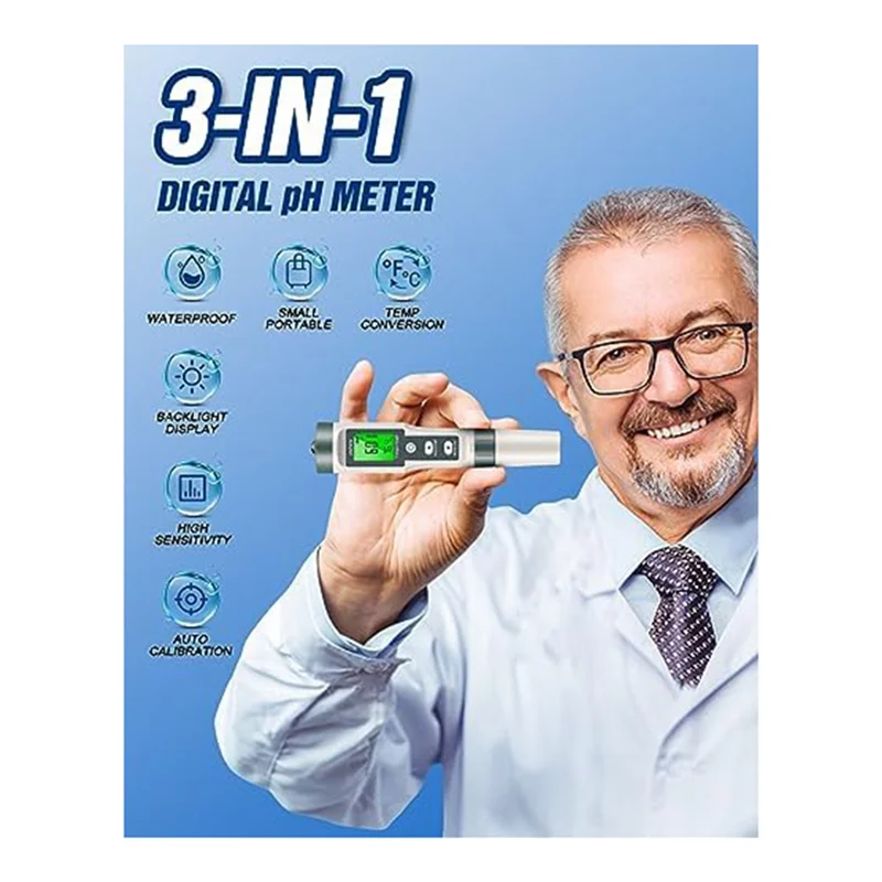 

1 PCS TDS/PH/Temperature PH Water Meter As Shown ABS Water Quality Digital PH Tester With ATC, PH Tdswater Tester