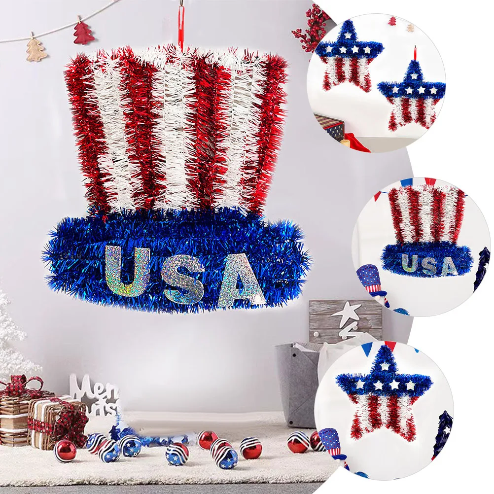

2pcs Patriotic Wreath Red White Blue Decor For Front Door Wall Labor Day 4Th Of July Gate Fall Wreaths Holiday Home Decor