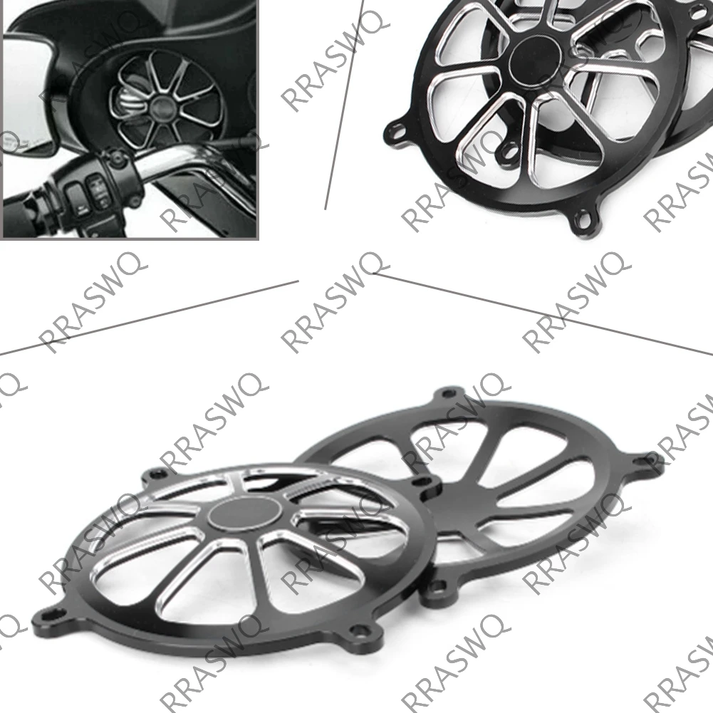 Black Motorcycle Speaker Cover Grills Grille for Harley Davidson Touring Models 1996-2007 2008 2009 2010 2011 2012 2013 Aluminum