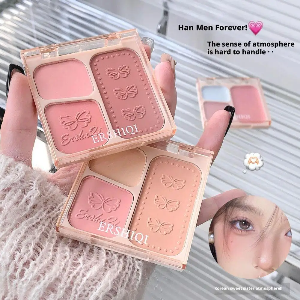 3-color أحمر الخدود اللون الطبيعي تقديم حساسة غير تحلق روج الوجه الطبيعي الخوخ ماتي طقم مكياج الظل كونتور Powde X6Z2 #4