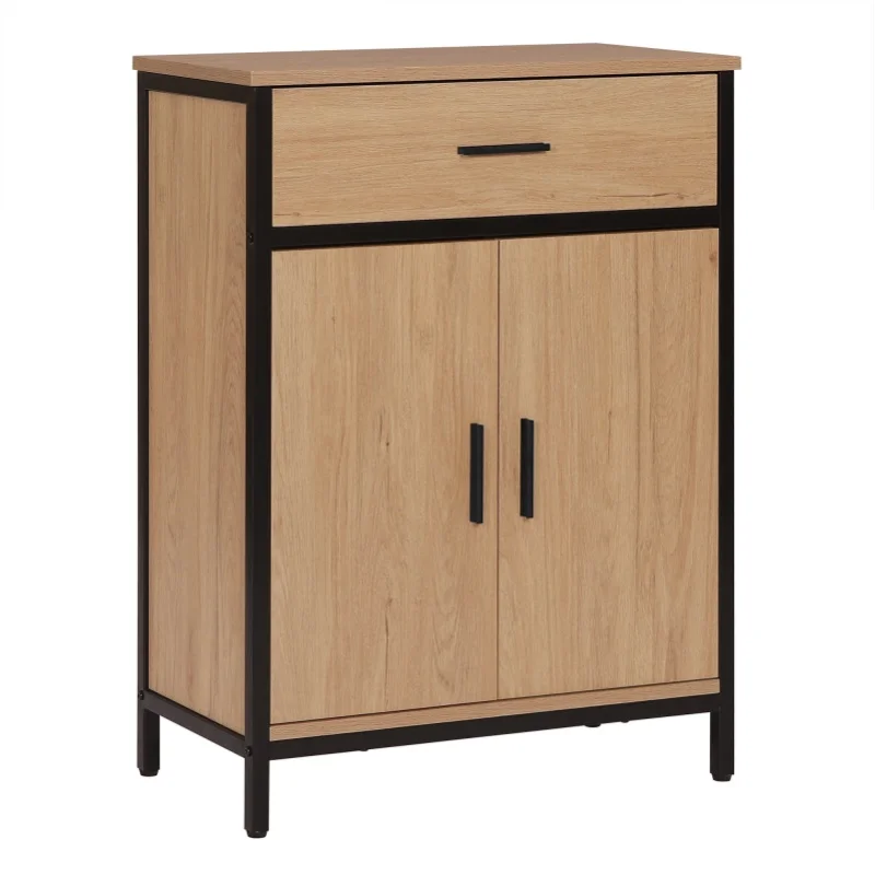 EUGAD Freistehender Badezimmerschrank mit verstellbarem Regal, 1 Schublade, 2 Türen, 60 x 80 x 30 cm, Aufbewahrungsregale für Wohnzimmer, Küche, Flur