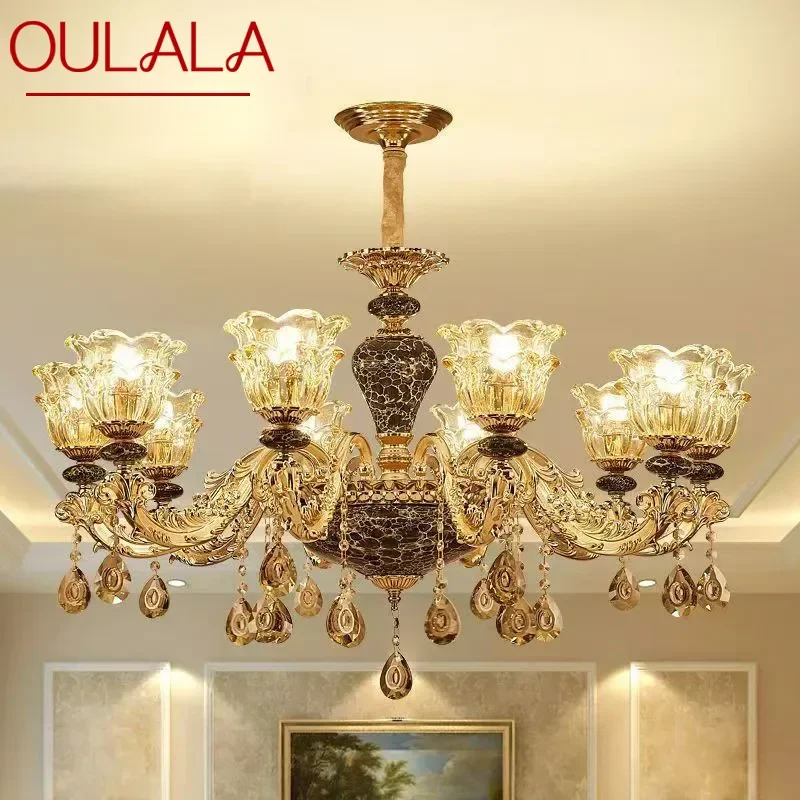

OULALA European Luxury Crystal Chandelier LED American Living Room Restaurant Bedroom Villa Hotel Clothing Store Pendent Lamp