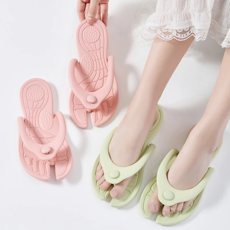 Women Foldable Slippers Men Business Trip Travel Portable Slides Flip-Flops Lightweight Indoor Home Sandals Beach Outdoor Shoes image 3