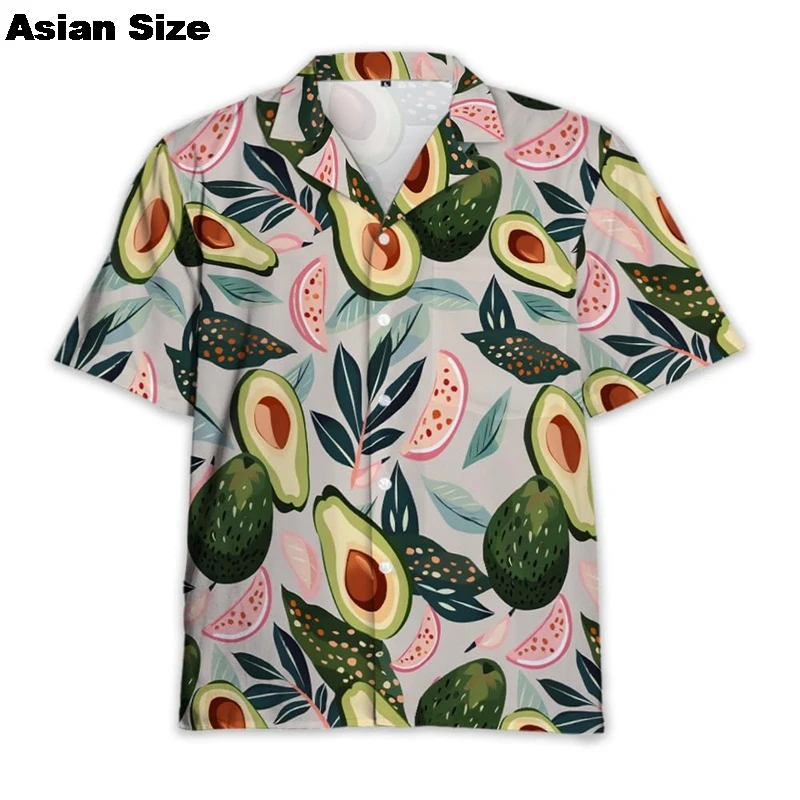 Fruit Avocado 3D Printed Shirts For Men Clothes Summer Hawaiian Fruits Avocados Lapel Blouse Casual Women Blouses Female Y2k Tee