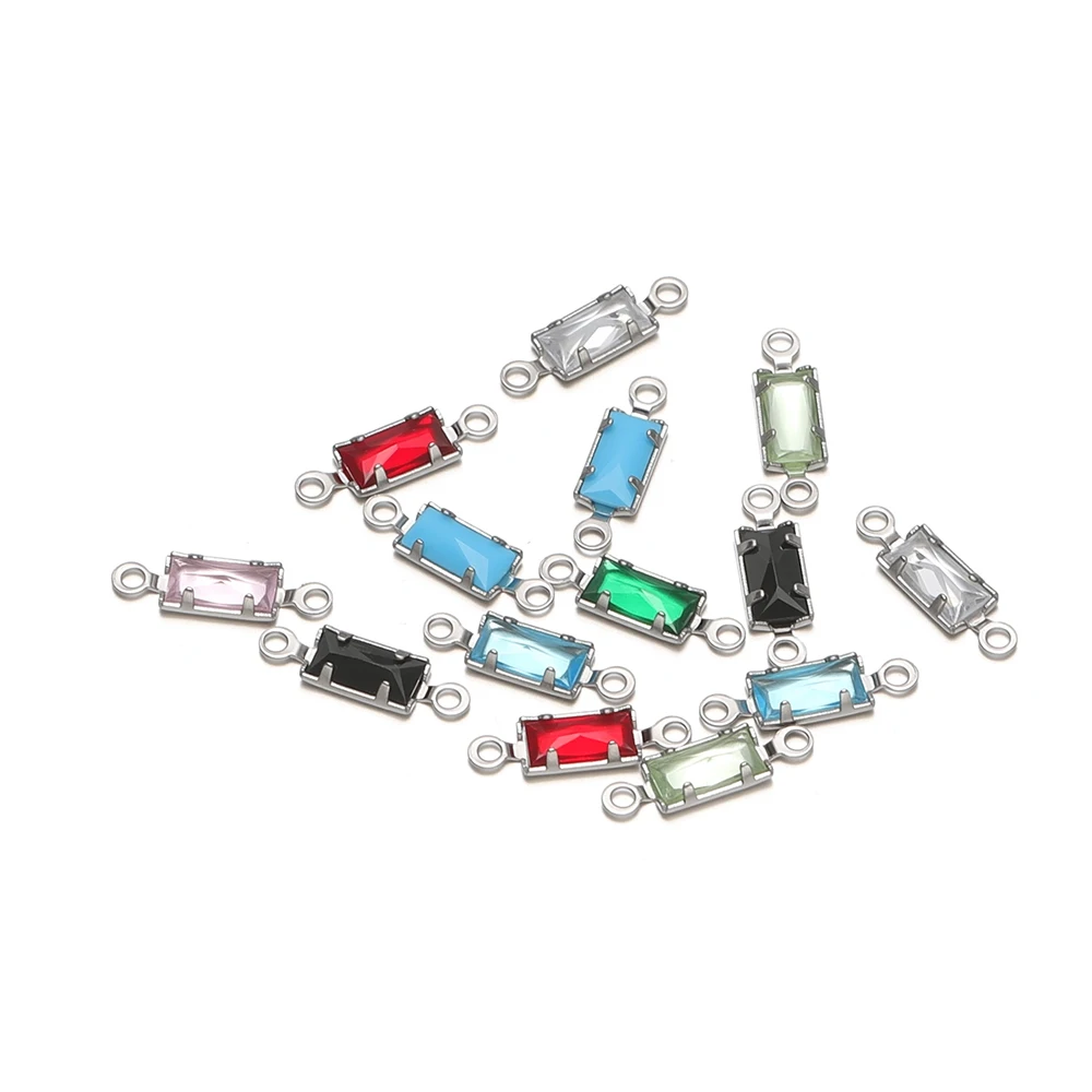 20 Stück Edelstahl Mehrfarbige Kristallglas-Anhänger Halsketten-Charms für DIY Trendige Schmuckherstellung Ohrringe Armband Zubehör – Detail 1