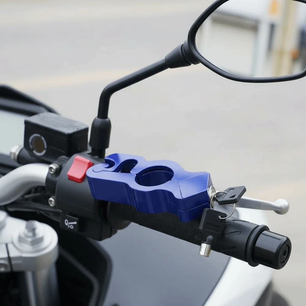 

Heavy-Duty Anti-Theft Handlebar Lock Aluminum Alloy Portable Motorcycle Lock Solid Lock Ergonomic Design Handlebar Brake Lock