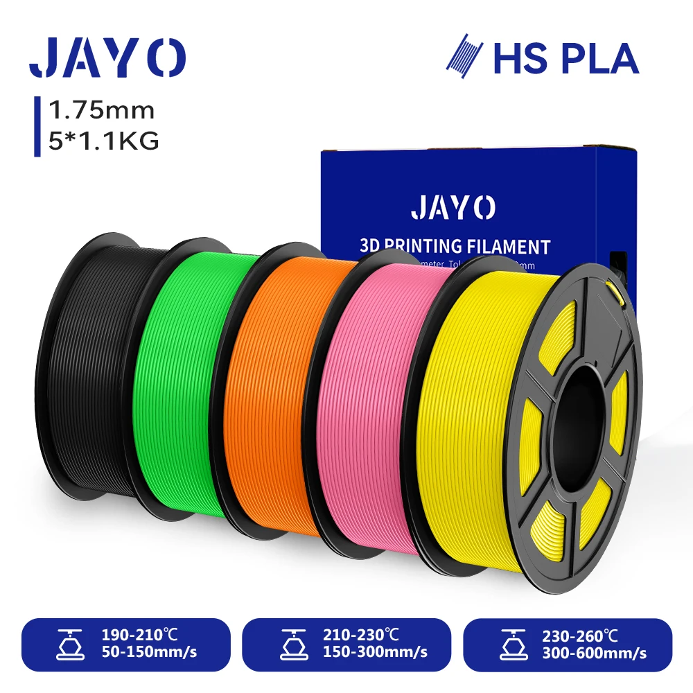 

JAYO HS PLA Filament 1.75mm High Speed PLA 3d Printer Filament 1.1KG For Bambu FDM 3D Printer Neatly Wound 3D Printing Materials