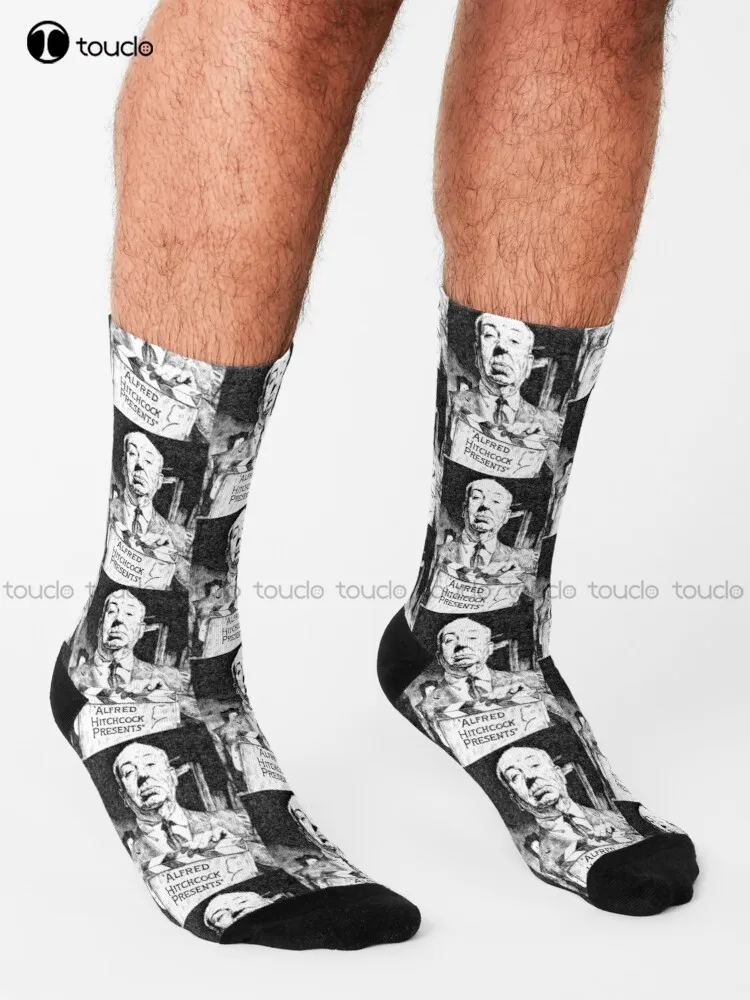 Alfred Hitchcock Presents Socks Men Socks Cartoon Comfortable Best Girls Sports Street Skateboard Socks 360° Digital Print Retro