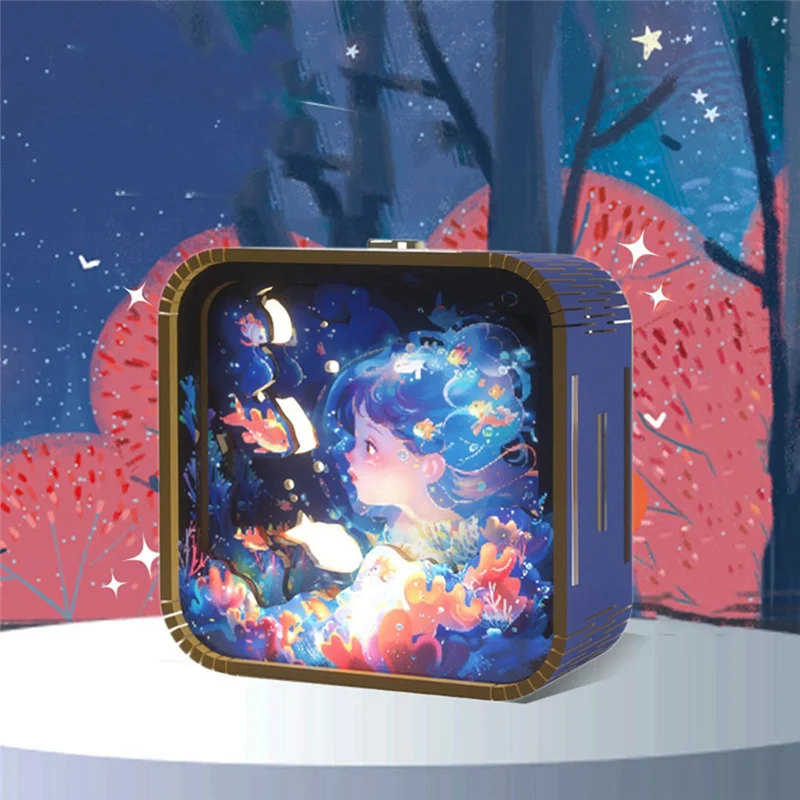 RALCA-Hand Touch Cartoon DIY Wooden Stereo Atmosphere Lights Graduation Season Gifts Nightlight Gifts