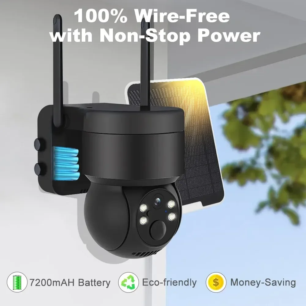 تعمل بالطاقة الشمسية في الهواء الطلق 4MP WIFI كاميرا الأمن مراقبة IP لاسلكية مع بطارية 7800mah PIR كشف الإنسان للرؤية الليلية