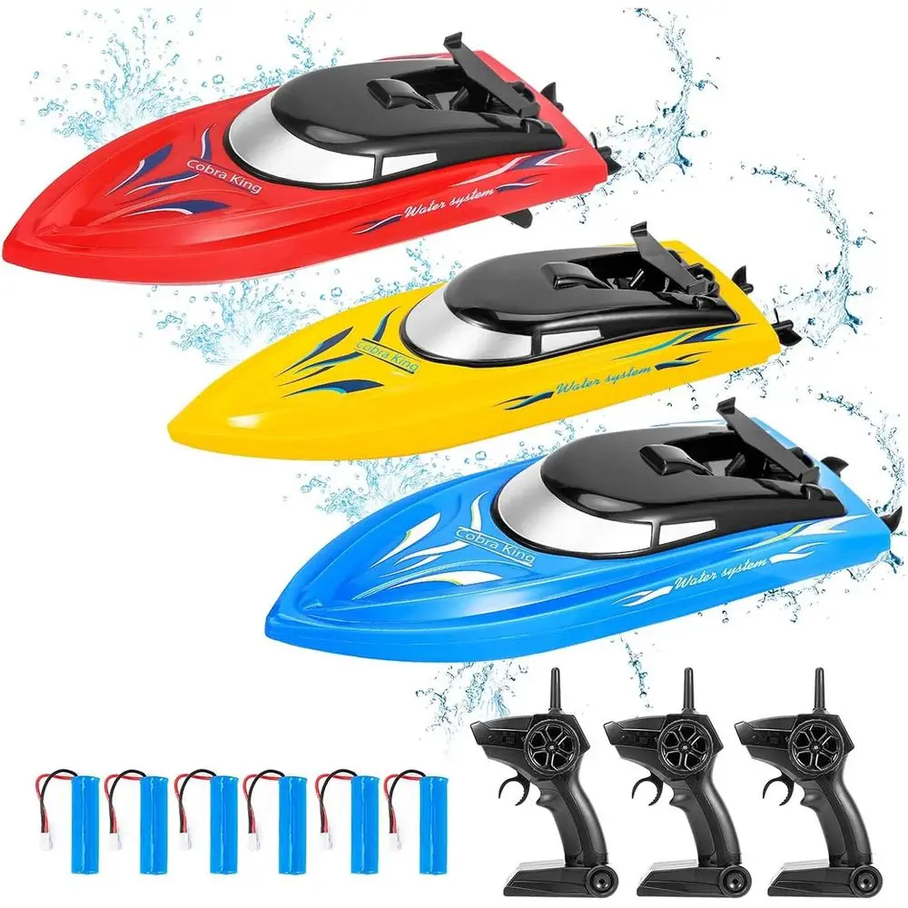 

2.4GHz Remote Control RC Boat for Kids, Waterproof, 6 Rechargeable Batteries, Ideal for Summer Fun in Pools, Lakes, and Rivers