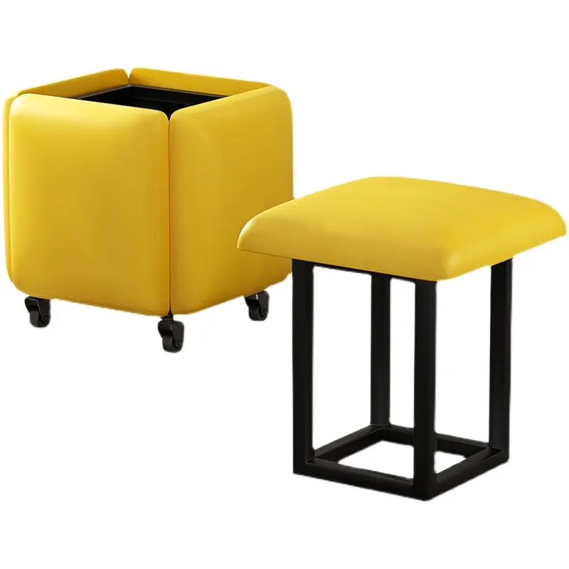 For Saving Design Furniture Modern Apartment Upcycle Home Decor Smart Cube 5 in 1 Folding Metal Ottoman Stool With Wheels^