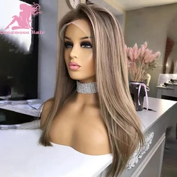 Peruca frontal cheia do laço com laço transparente HD, cabelo virgem brasileiro, peruca colorida loira, cabelo humano, peruca de destaque, 13x6