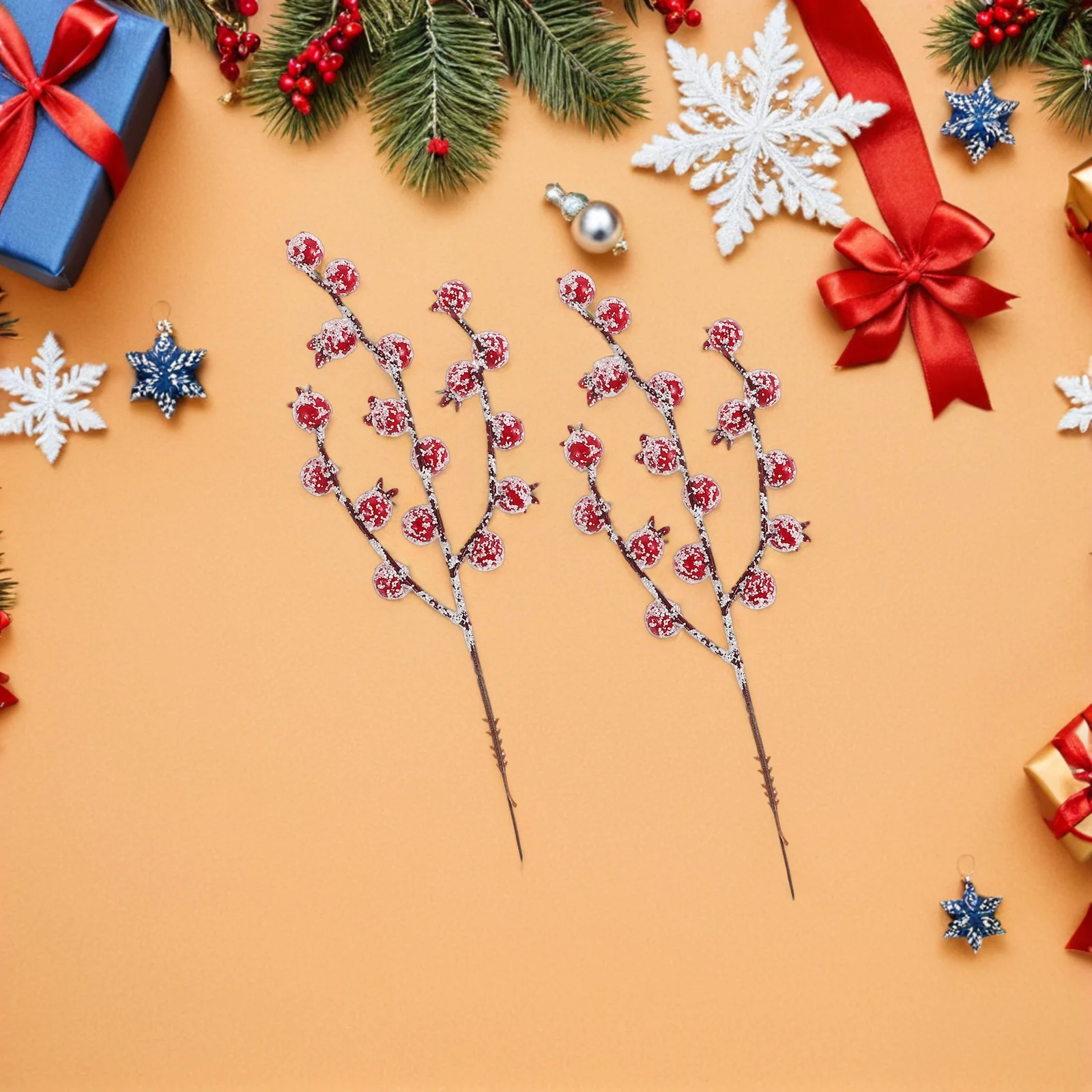 

12Pcs Christmas Berry Picks Artificial Red Berries Stems Frosty Holiday Decor for Garlands Vases Wreaths Winter Table