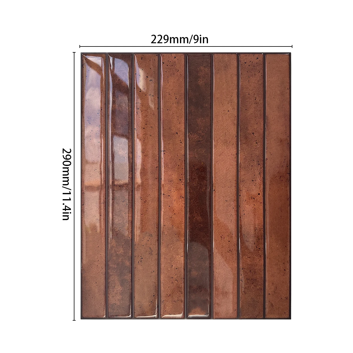 10 PCS Dark Brown 3D Self-Adhesive Wall Stickers,Kitchen Backsplash, Peel and Stick，DIY Home Wall Decor (29 CM X 22.9 CM)