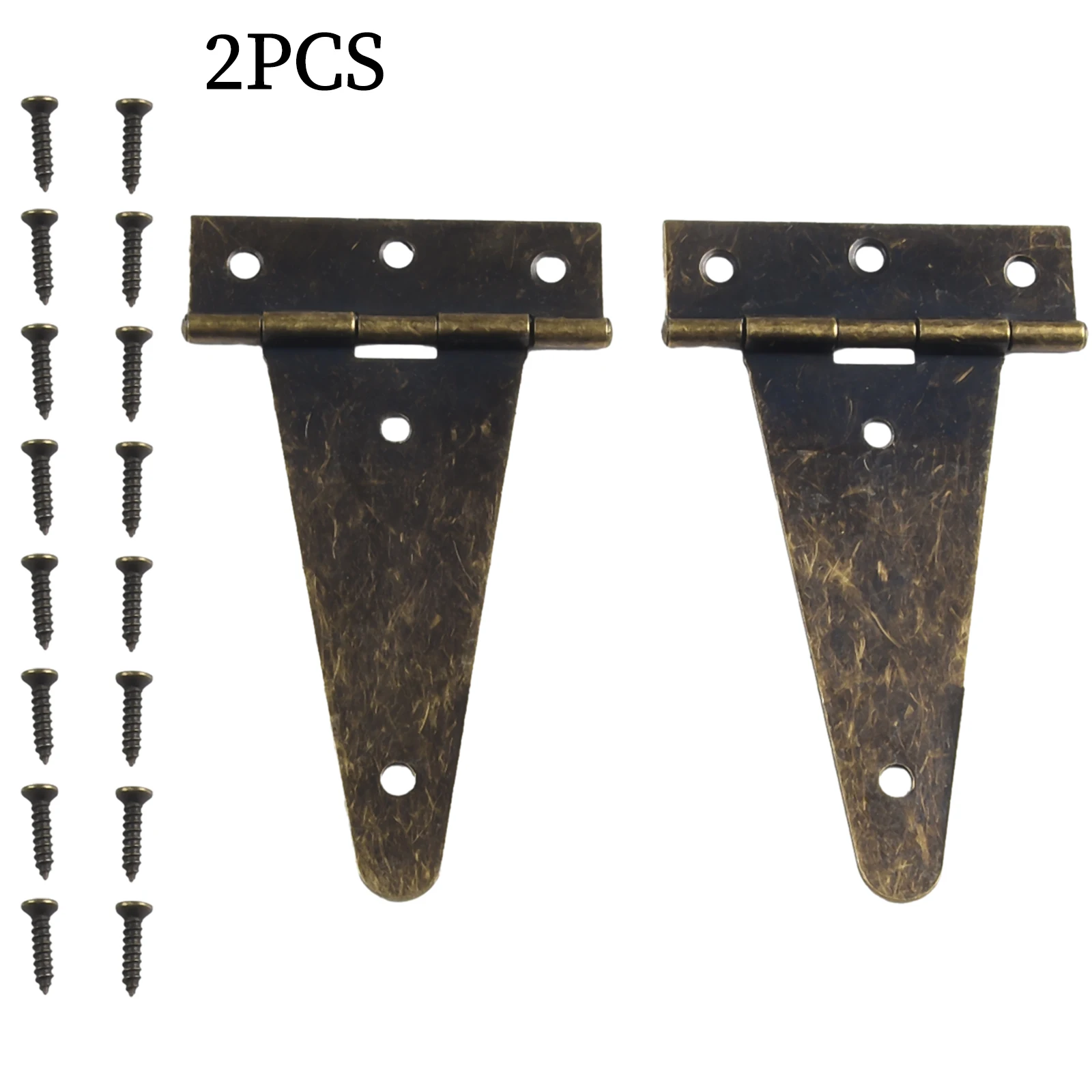 2pcs Hinges Bronze Flat For Wood Wine Box Galvanized iron Hardware Repair T shaped With screws Supplies Equipment