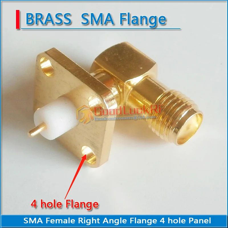 1X جديد RF موصل SMA الإناث جاك المعينية مع 2 ثقب شفة الهيكل لوحة جبل المؤخرة اللحيم 90 درجة زاوية الحق النحاس