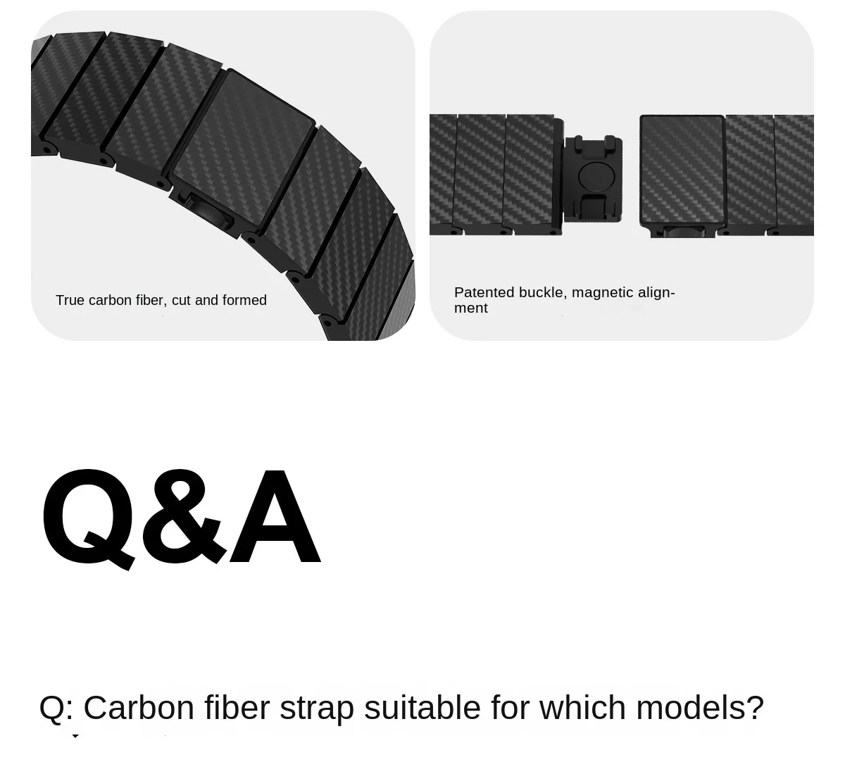 Carbon Fiber Watch Stra For Apple Watch Series 9/8/7/6/5/4/SE/Ultra - Lightweight Durable iWatch Strap with Quick Release Buckle